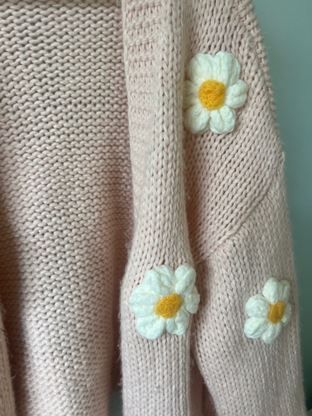 Altar'd State Blush Pink Daisy Knit Cardigan - Picture 4 of 5